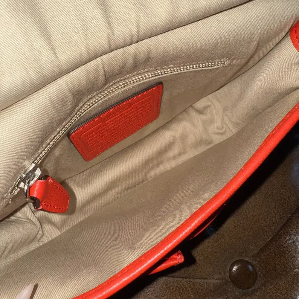 Coach Legacy Amanda 19925 Coral Red Leather Flap Crossbody Tassel Bag